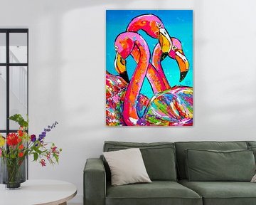 Flamingo trio van Happy Paintings
