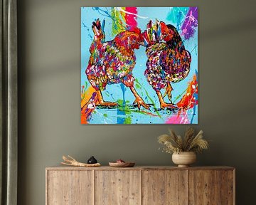 Dansende kippen van Happy Paintings