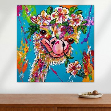 Ostrich with flowers