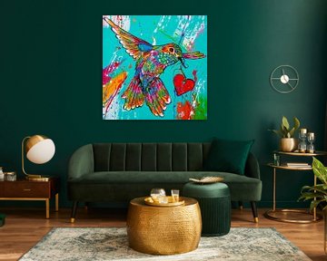 hummingbird with heart by Happy Paintings