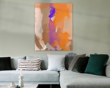 Abstract in paars en oranje van Studio Allee