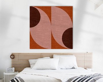 Moderne abstracte retro geometrische vormen in aardetinten: bruin, roze terracotta van Dina Dankers