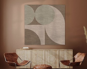Moderne abstracte retro geometrische vormen in aardetinten: beige, bruin, grijsgroen van Dina Dankers