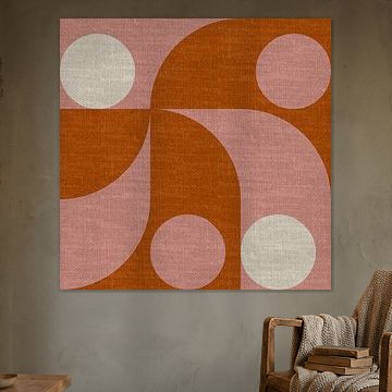Modern abstract retro  geometric shapes in earthy tints: pink, white, orange by Dina Dankers