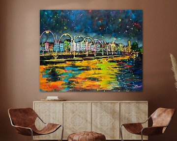 Pontjes bridge at night, Curaçao by Happy Paintings