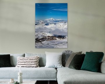 Val Thorens in the snow with Mont Blanc