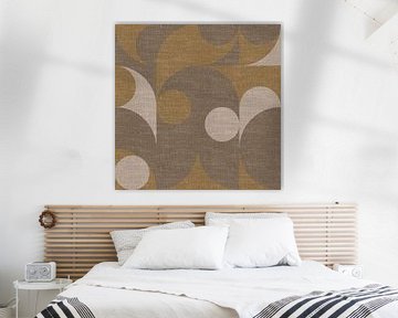 Modern abstract retro  geometric shapes in earthy tints: brown, dark yellow, beige by Dina Dankers