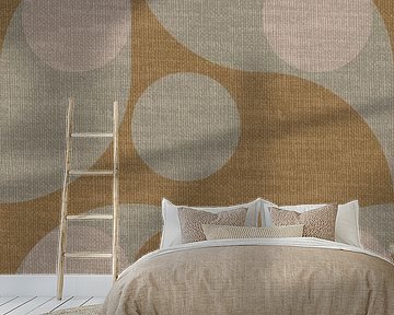Moderne abstrakte geometrische Retro-Formen in erdigen Farbtönen: dunkelgelb, grün, beige