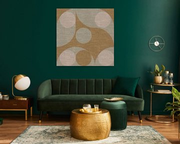 Moderne abstracte retro geometrische vormen in aardetinten: donkergeel, groen, beige van Dina Dankers