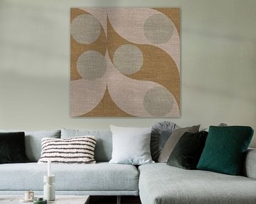 Moderne abstracte retro geometrische vormen in aardetinten: beige, donkergeel, groen van Dina Dankers