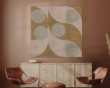 Modern abstract retro  geometric shapes in earthy tints: beige, dark yellow, green by Dina Dankers