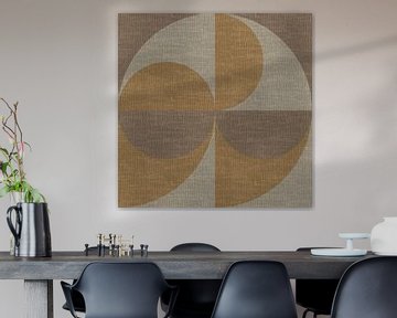 Moderne abstracte retro geometrische vormen in aardetinten: beige, bruin, donkergeel van Dina Dankers