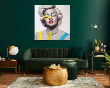 Collage popart geinspireerd door de looks van Marilyn Monroe van Carla Van Iersel