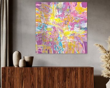 Las Vegas, abstract schilderij, roze en goudgeel