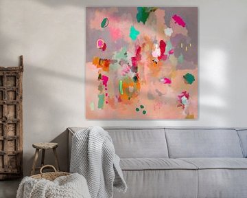 Abstract in pastel en neonkleuren van Studio Allee