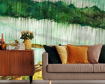 Japanse kunst/ Japanse  brug in de regen. ( Aquarel handgeschilderd )