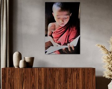 Young monk at a monastery in Myanmar by Gert-Jan Siesling