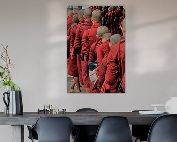 Monks waiting in line at a monastery in Myanmar by Gert-Jan Siesling