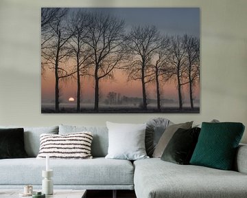 Paysage de polder avec lever de soleil sur Moetwil en van Dijk - Fotografie