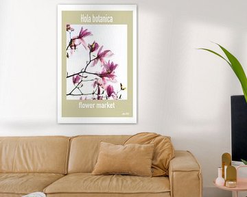 Blumenmarkt-Flyer oder -Poster mit Magnolienblüten von Denise Tiggelman