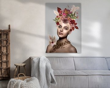 Flower woman grijs van Postergirls