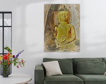 Buddha wall decoration in Laos by Gert-Jan Siesling