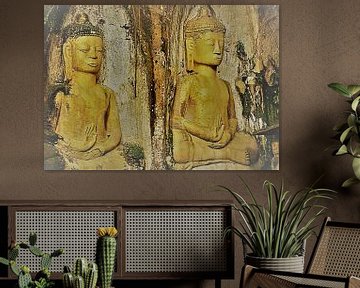 Buddha wall decorations in Laos by Gert-Jan Siesling