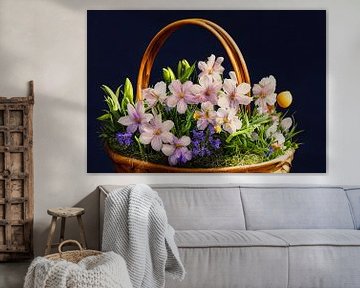 Korb als Dekoration mit Blumen im Frühling Illustration von Animaflora PicsStock
