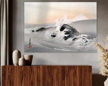 Fuji gezien vanaf de zee (1903-1907) door Ogata Gekko, traditionele Japanse ukiyo-e van Dina Dankers