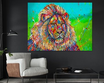 Lion en vert sur Happy Paintings