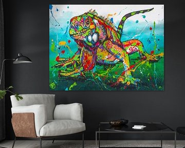 Colourful iguana by Happy Paintings