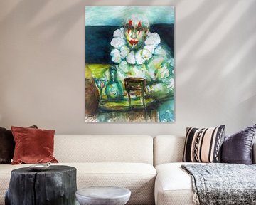 The Clown in the Blue Hour. Inspired by Edward Hoppe.Hand-painted. by Ineke de Rijk