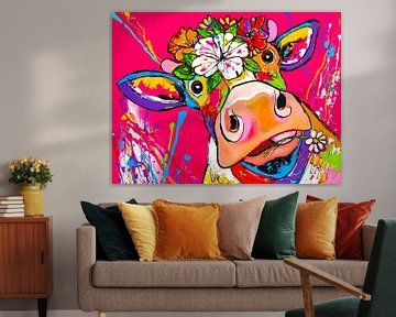 Vache joyeuse sur Happy Paintings