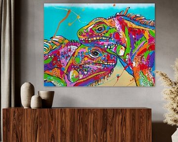 Iguanas in love by Happy Paintings
