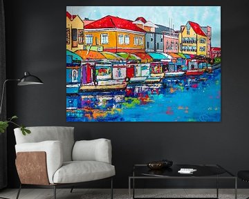 Floating market Curaçao by Happy Paintings