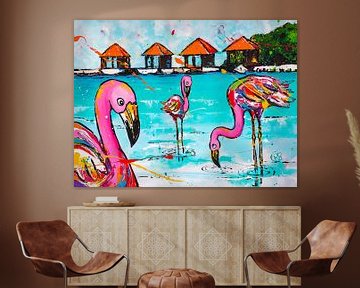 Flamingo beach Aruba by Happy Paintings