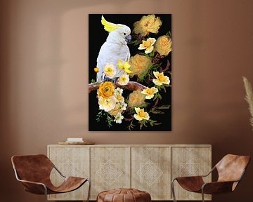 Cockatoo with yellow flowers by Postergirls