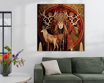 The shaman and his deer by Vlindertuin Art