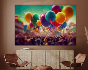 Ballonnen en confetti carnaval, kunstillustratie van Animaflora PicsStock