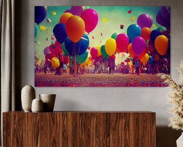 Balloons and confetti carnival, art illustration by Animaflora PicsStock