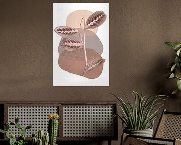 Maranta auf modernen abstrakten Formen in Beige und Braun von Denise Tiggelman