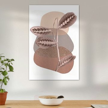 Maranta auf modernen abstrakten Formen in Beige und Braun