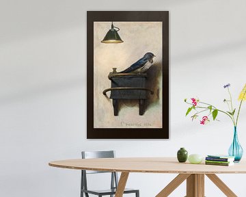 Der Stieglitz ist eine Schwalbe - mit Lampe von Digital Art Studio