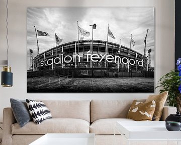 De kuip | Stadion Feyenoord in zwart wit van Steven Dijkshoorn