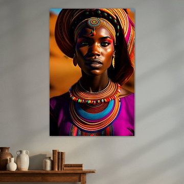 African lady. Ethnic portrait. digital painting of African tribal lady with earth tone colors