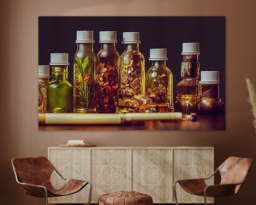 Kruiden en olie, illustratie van Animaflora PicsStock