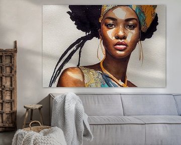 Schilderij van een Afrikaanse vrouw van Animaflora PicsStock