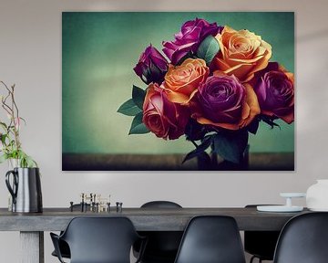 Kleurrijke rozen schilderen in een vaas Illustratie van Animaflora PicsStock