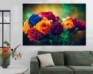 Illustration de peinture de roses colorées sur Animaflora PicsStock