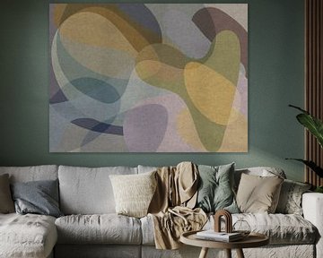 Roze, grijs, bruin, geel, blauw organische vormen. Moderne abstracte retro geometrie. van Dina Dankers